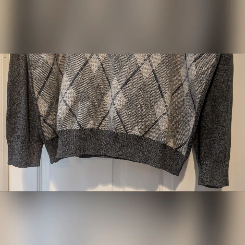Joe Joseph Abboud Men’s Gray Argoyle Sweater 1/4 Zip Pullover 100% Cotton Size L